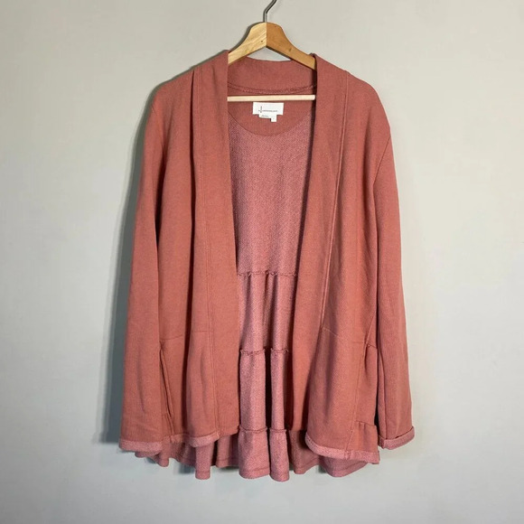 Anthropologie Lila Tiered Cardigan Women's Large Long Sleeve Open Front Pockets - Picture 5 of 16